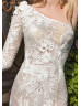 One Shoulder Lace Glimmering Beading Wedding Dress